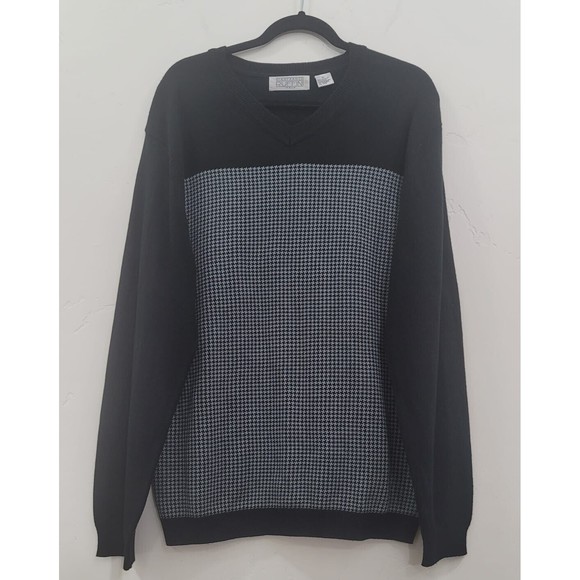 Gianfranco Ruffini Italy Mens NWOT Pullover Houndstooth V-neck Sweater Size XL - Picture 1 of 4